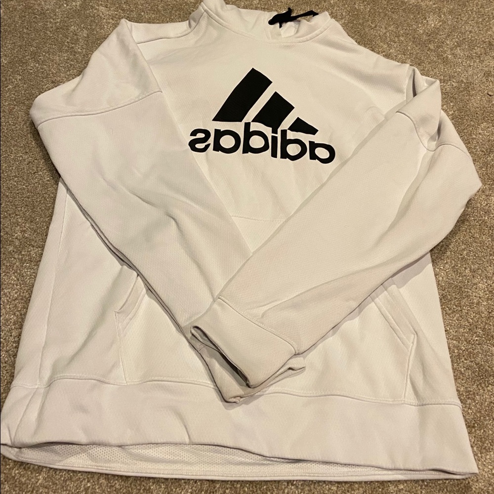 white adidas logo hoodie
